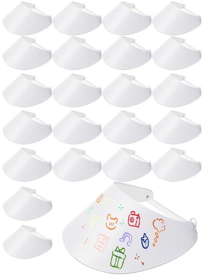 Funnysoft 24 Pcs DIY Foam Sun Visors for Women White Golf Visor Adjustable String Sun Visor Hat Tennis Visor for Men Outdoors - Image 1